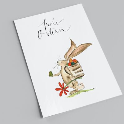 Postkarte | Osterkarte | Frohe Ostern | Osterhase mit Ei 