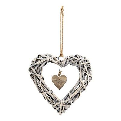 Hanger heart wicker gray (W / H / D) 20x20x4cm
