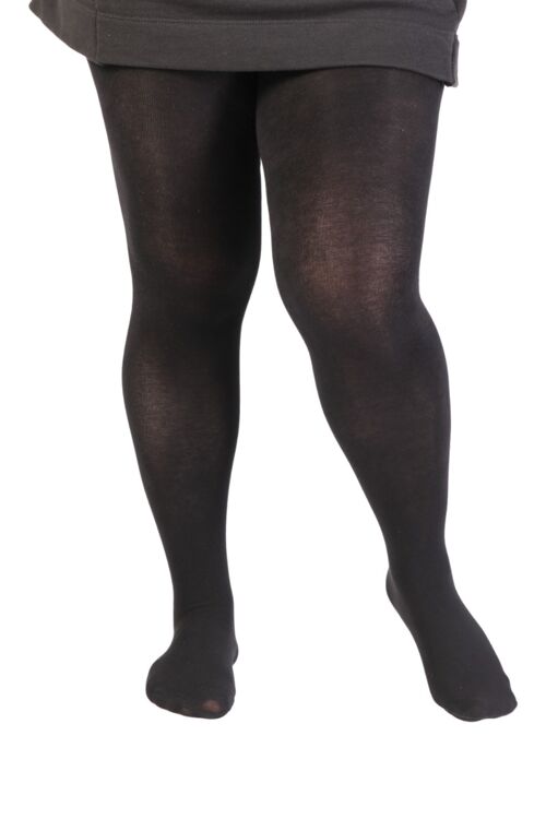 NONA plus size black cotton tights for women