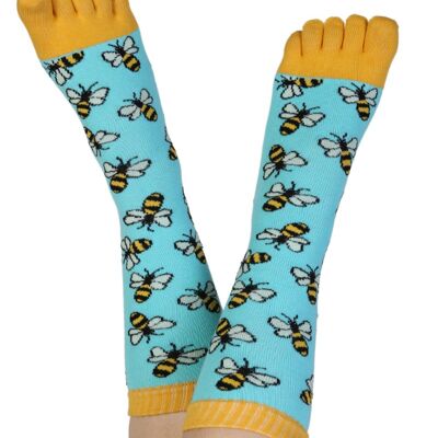 BEE calzini a punta blu con api