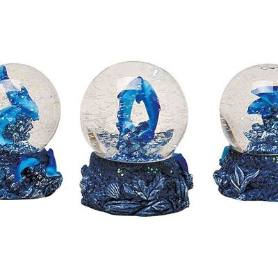 Snow globe dolphin made of poly 4 assorted, 7 cm
