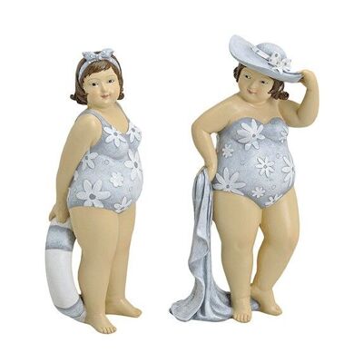 Woman with poly swimsuit, 2 assorted, W9 x D6 x H21 cm