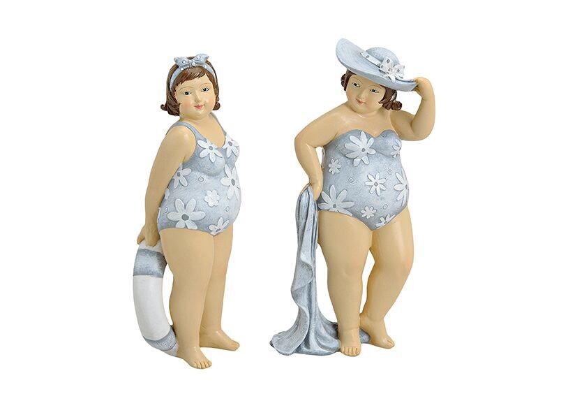 Donna in costume da bagno in poliestere, 2 assortiti, L9 x P6 x H21 cm