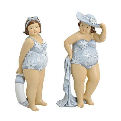 Femme en maillot de bain poly, 2 assortis, L9 x P6 x H21 cm