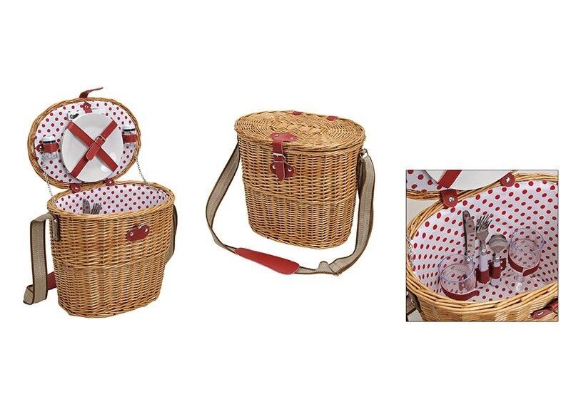 Cesta de picnic para 2 personas para colgar de sauce, 14 piezas 32x30x23cm