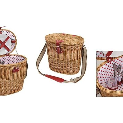 Picnic basket for 2 people to hang from willow, 14 parts 32x30x23cm