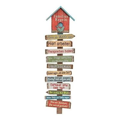 Wall picture family rules made of wood, W28 x D6 x H96 cm