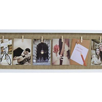 Photo frame for 6 photos in white made of wood / glass, W72 x H24 cm