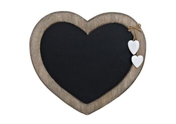 Tableau mémo en bois avec deux coeurs, L30 x H27 cm