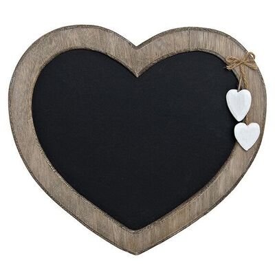 Wooden memo board with two hearts, W30 x H27 cm