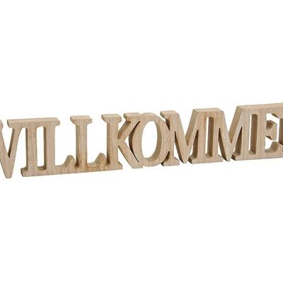 Stand, inscripción Bienvenido de madera, W60 x T2 x H9 cm
