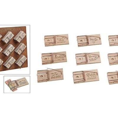 Holzdisplay, Geldgeschenke Mausefallen 27 Stk. auf Display aus Holz Natur 9-fach, (B/H/T) 5x10x2cm