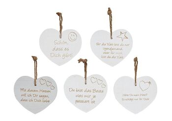 Coeur d'amour vintage, en bois, 5 assortis, L18 x T2 x H16 cm