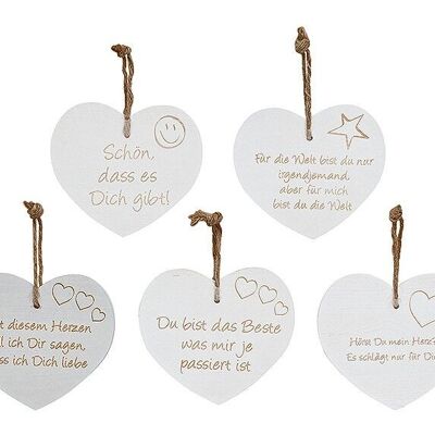 Heart vintage love, made of wood, 5 assorted, W18 x T2 x H16 cm