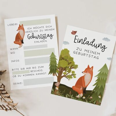 Invitation children's birthday - fox forest