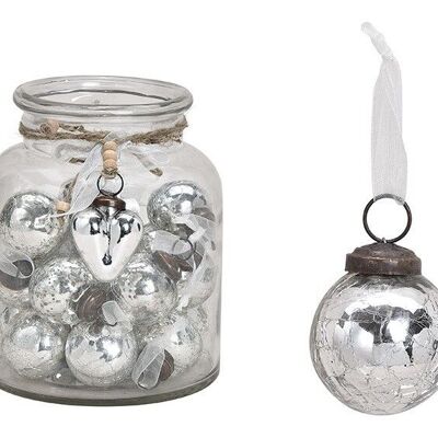Hanger ball made of glass silver (W / H / D) 5x5x5cm, 24 pieces in glass 16x26x16cm
