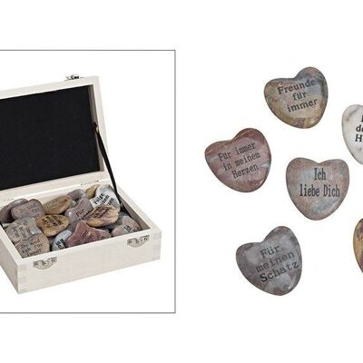 Heart sayings made of marble, 6 assorted, 4 cm