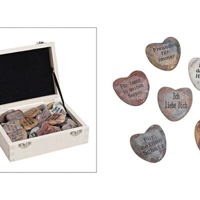 Dictons de coeur en marbre, 6 assortis, 4 cm