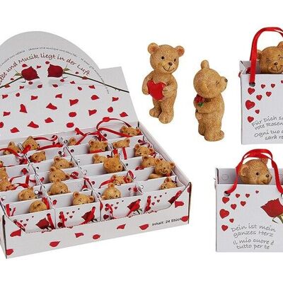 Bear with a heart made of poly, 6 cm, in a bag, assorted