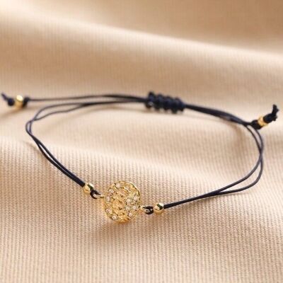 Sun and Moon Cord Bracelet in Gold