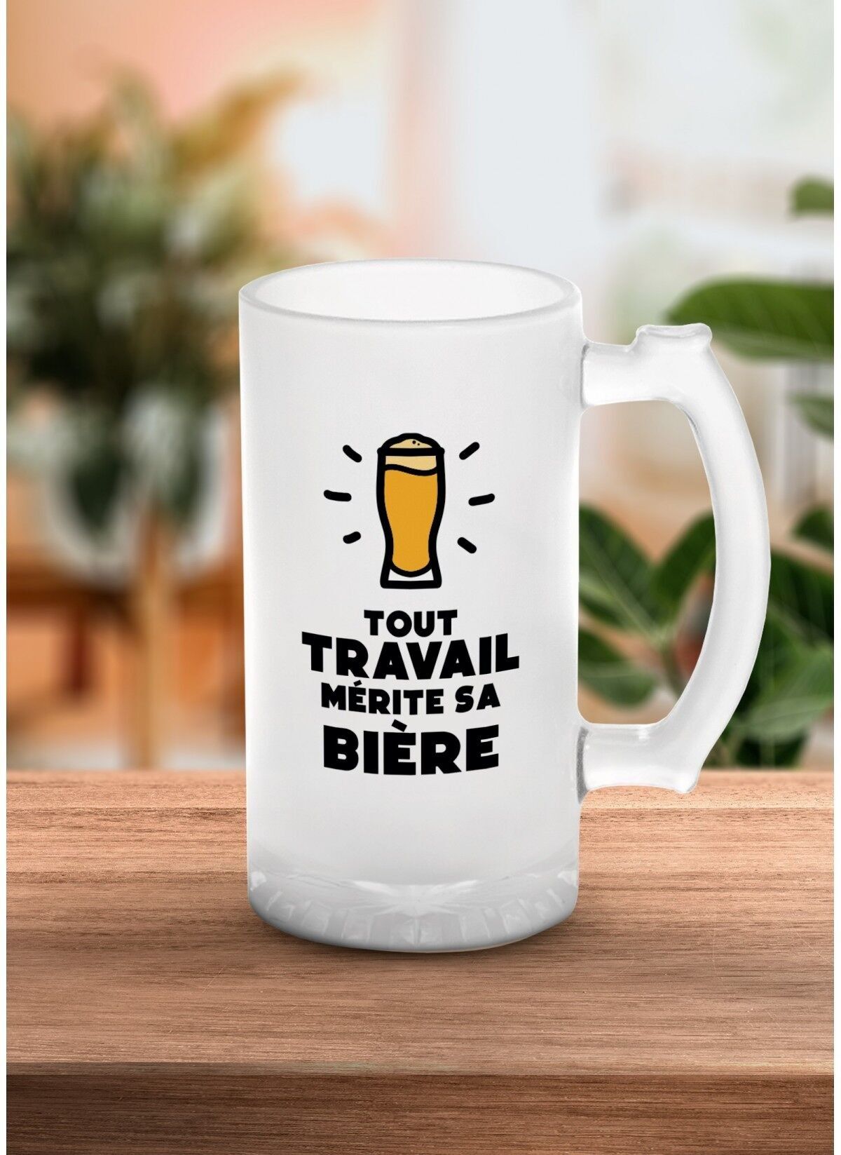 Jarra de cerveza "Cada trabajo merece su cerveza"