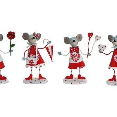 Metal mouse, 4 assorted, 12 cm