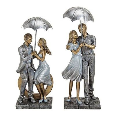 Figura decorativa con ombrello in poliestere, 2 assortiti, L11 x P9 x H26 cm
