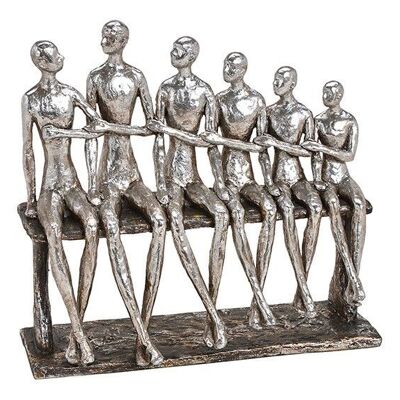 Group of men on bench made of poly silver (W / H / D) 26x24x8cm