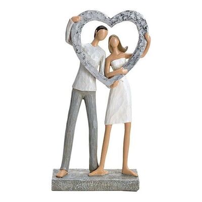 Lovers with a heart made of poly silver (W / H / D) 15x27x6cm