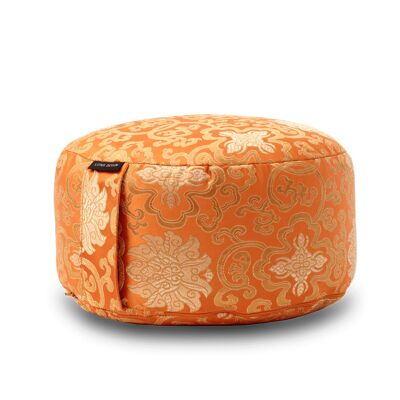 Meditation cushion brocade, 15cm high, orange