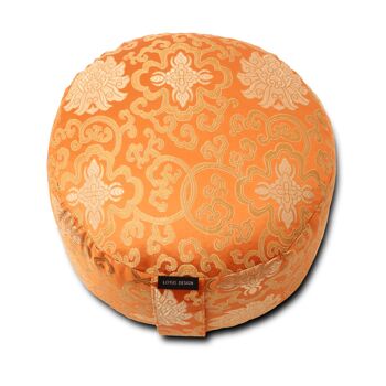 Coussin de méditation brocard, hauteur 15cm, orange 2