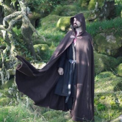 Brown cloak vegan wool druid long cape