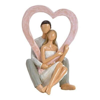 Lovers with hearts made of poly pink / gray / white (W / H / D) 10x16x10cm