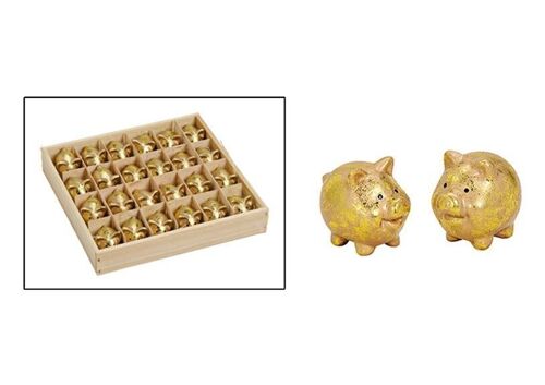 Schwein aus Ton Gold (B/H/T) 4x3x3cm
