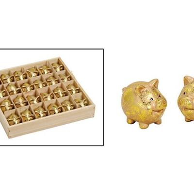 Schwein aus Ton Gold (B/H/T) 4x3x3cm