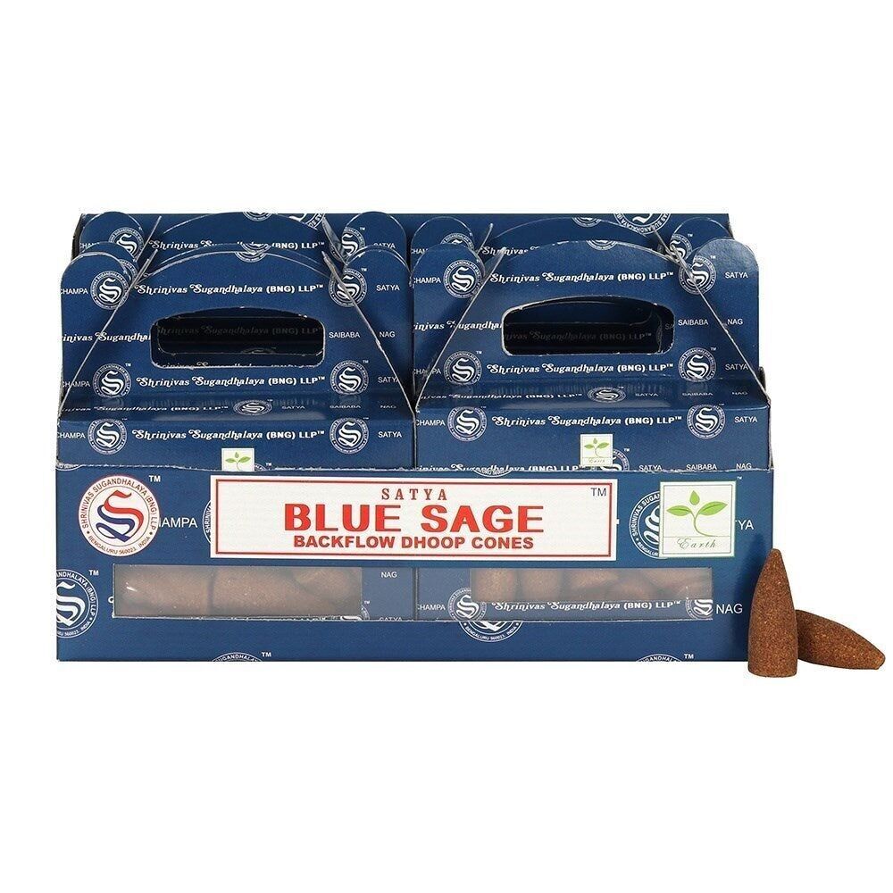 Set mit 6 Packungen Blue Sage Backflow Dhoop Cones von Satya
