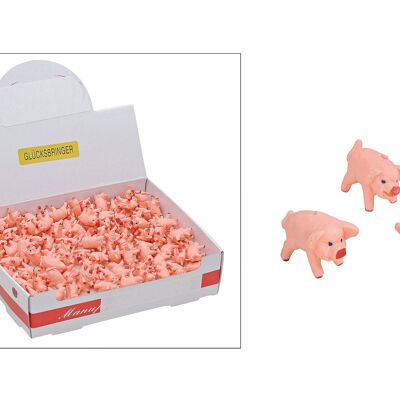 Cerdo de la suerte con cola rizada de plástico (An / Al / Pr) 2x1,5x1 cm