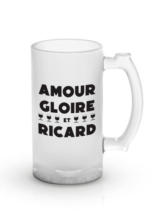 Chope de bière "Amour, gloire et Ricard"