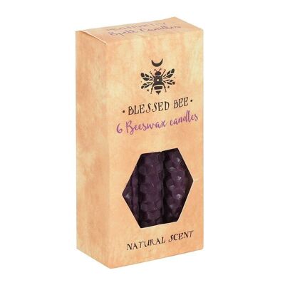 Set mit 6 violetten Zauberkerzen aus Bienenwachs