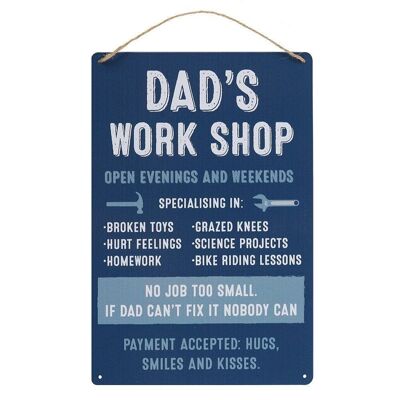 Dad's Workshop Hanging Metal Sign