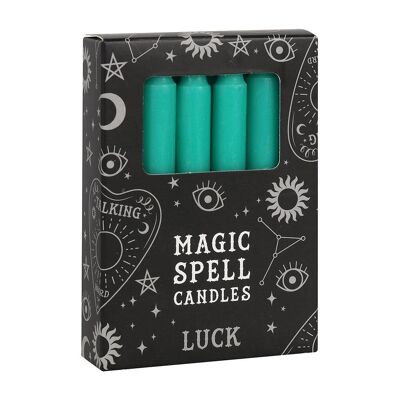 Set mit 12 grünen „Glückszauber“-Kerzen