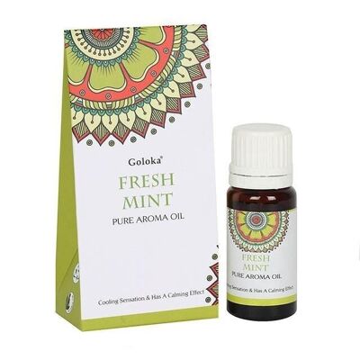 Goloka 10 ml d'huile parfumée à la menthe fraîche Présentoir de 12 bouteilles