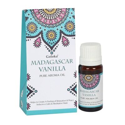 Goloka 10 ml d'huile parfumée à la vanille de Madagascar Présentoir de 12 bouteilles