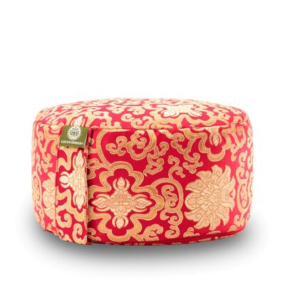 Meditation cushion brocade, 15cm high, red