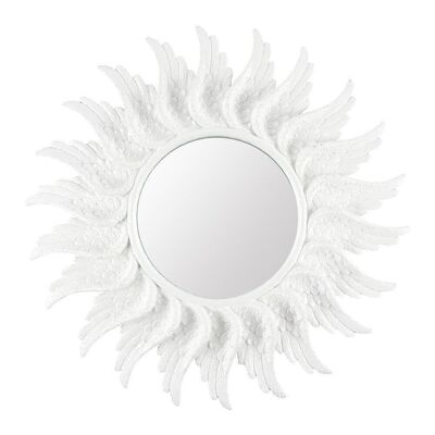 47 cm runder weißer Glitzer-Engelsflügelspiegel