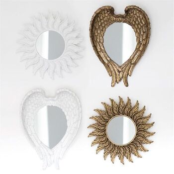 Miroir aile d'ange rond à paillettes blanches de 47 cm 3