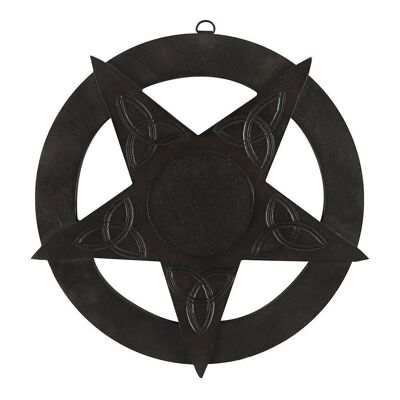 Pentagramme en bois noir de 12 pouces