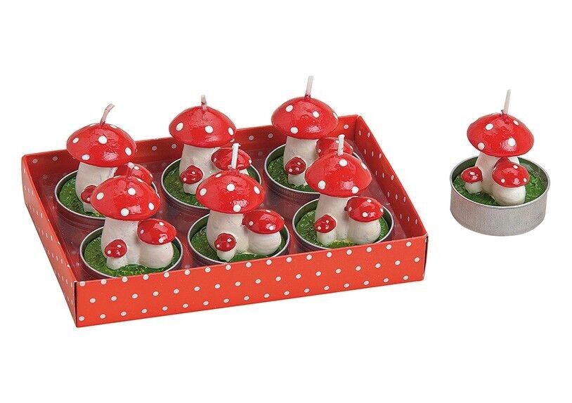 Bougie chauffe-plat 6 pièces champignon (L / H / P) 3x4x3 cm