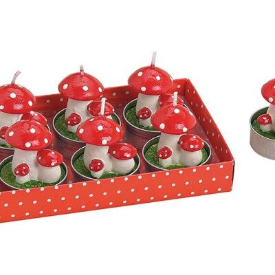 Tealight set 6 pezzi fungo velenoso (L / A / P) 3x4x3 cm