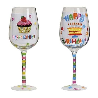 Bicchiere da vino Happy Birthday, 2 assortiti, L22 x P8 cm